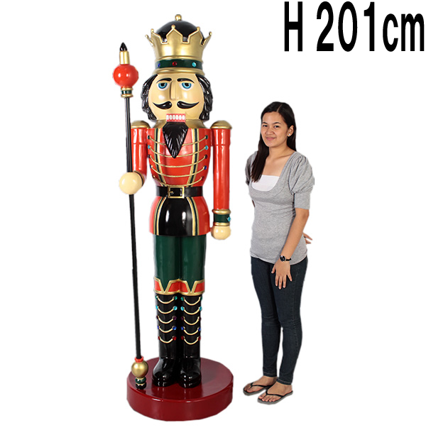 笏を持つナッツクラッカーキング Nutcracker King 6.5ft w/ Sceptre FRPアートオブジェ【商品番号：m-fr140005】