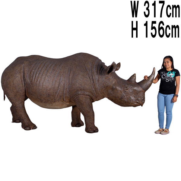 黒サイ / Black Rhinoceros  FRPアートオブジェ 【商品番号：m-fr140042】