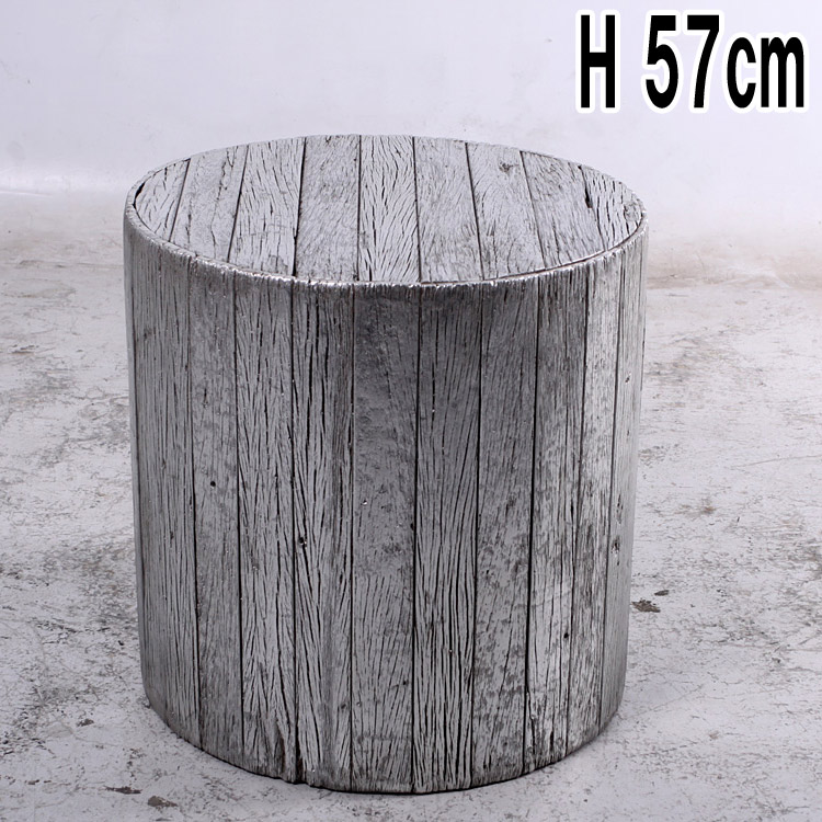 サイドテーブル（シルバー） / Side Table - Remnants 22 dia x 22 H  FRPアートオブジェ 【商品番号：m-fr140050SL】