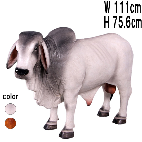 小型バラモン牛・グレイ / Definitive Brahman Looking Left  FRPアートオブジェ 【商品番号：m-fr160024GR】