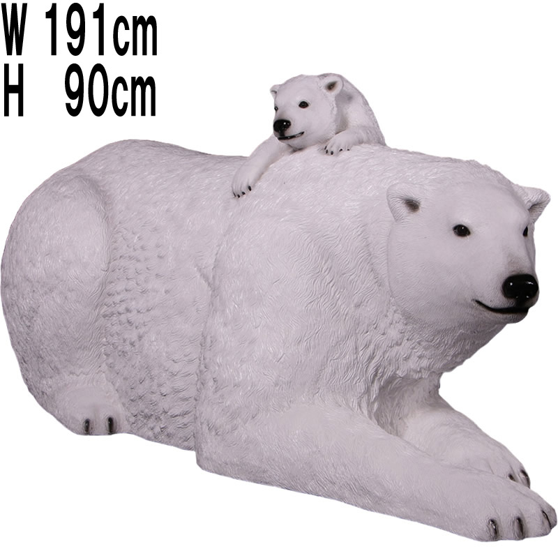 歩く白クマの親子 / Polar Bear with Cub  FRPアートオブジェ 【商品番号：m-fr160060】