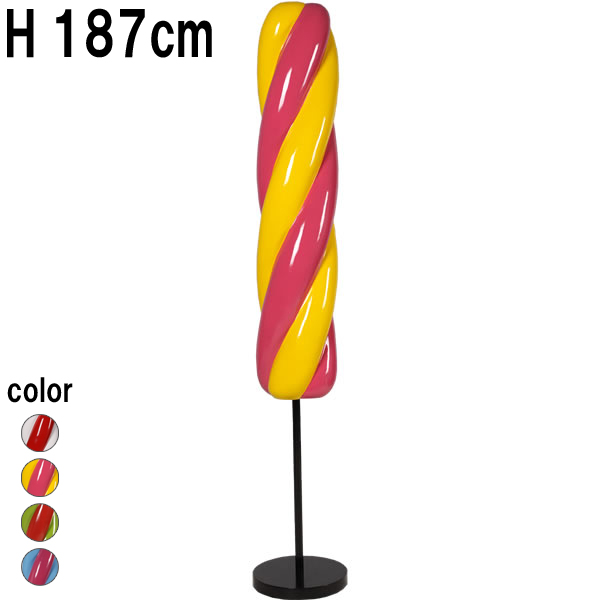 ツイストアイスキャンデー・ピンク＆イエロー Twist Popsicle 6ft  FRPアートオブジェ 【商品番号：m-fr190008py】