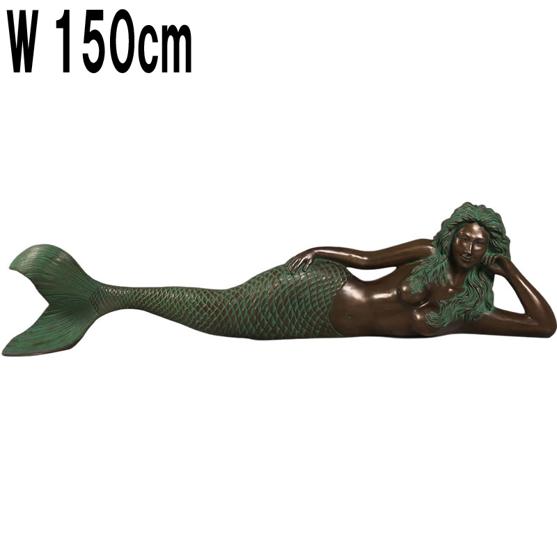 横たわる人魚シンディ・ブロンズ仕上げ / Sindee Sultry Lying Mermaid  FRPアートオブジェ 【商品番号：m-fr190018br】