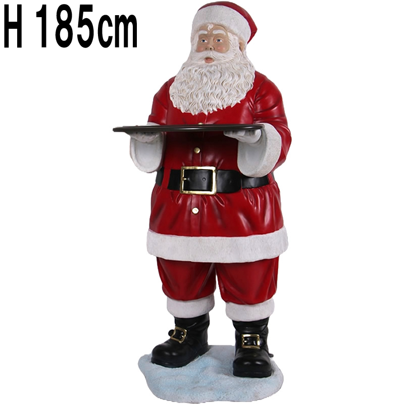 トレーを持つサンタクロース Santa with Tray 180cm  FRPアートオブジェ 【商品番号：m-fr190100】