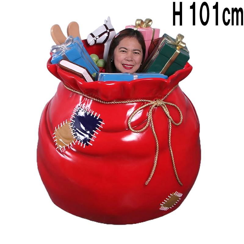 クリスマスのサンタ袋から写真顔出し Santas Gift Sack - Photo Op  FRPアートオブジェ 【商品番号：m-fr190146】