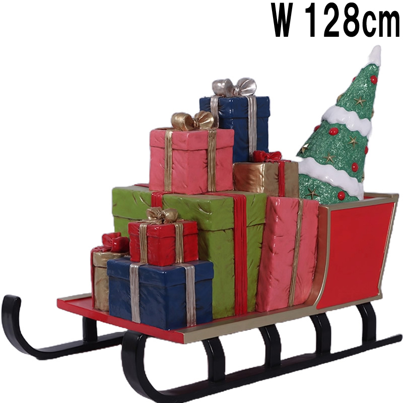 プレゼントいっぱいのソリ Sleigh with Gifts　FRPアートオブジェ 【商品番号：m-fr200174】