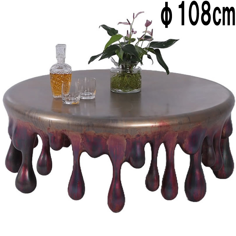 したたる雫の丸いテーブル Drip Coffee Table Round 43" Dia.  FRPアートオブジェ 【商品番号：m-fr210025】