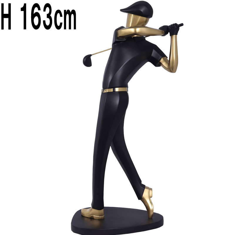 ナイスショットゴルファー ゴールド / Golfer 64"H - The Driver (MatteBlack&Gold)  FRPアートオブジェ 【商品番号：m-fr210055】