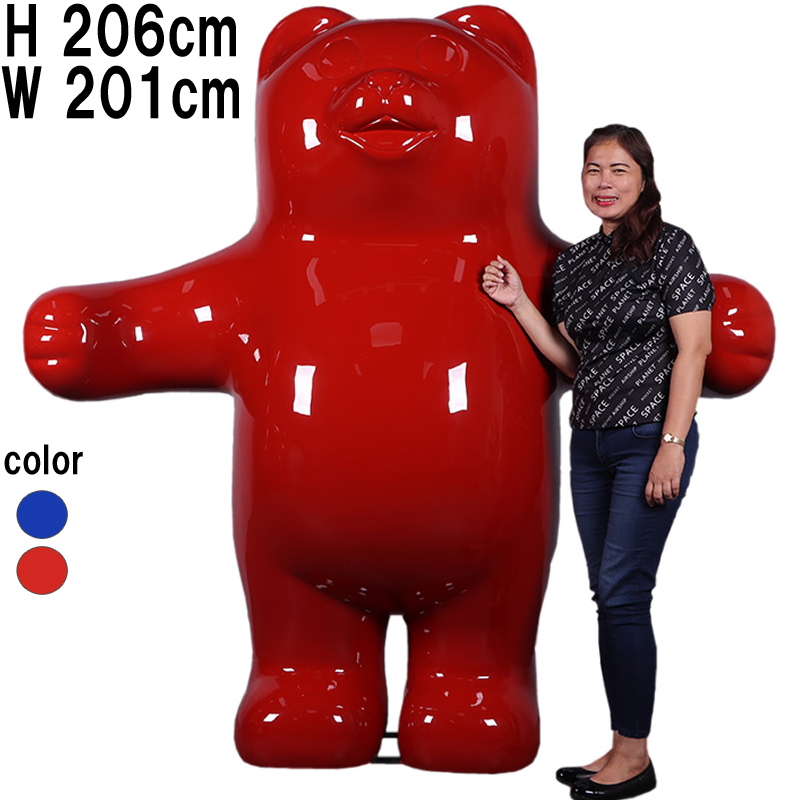 つるつるしたグミベア レッド Gummy Bear 81"H Gelcoat Version FRPアートオブジェ 【商品番号：m-220126RD】