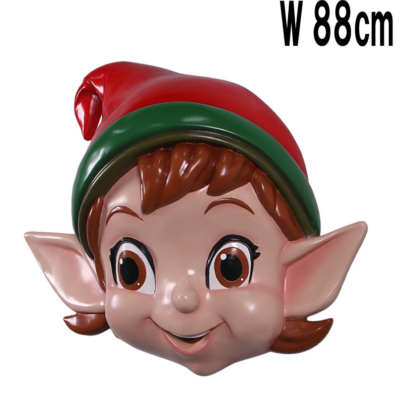 妖精エルフの壁掛け / Elf Head Wall Plaque  FRPアートオブジェ 【商品番号：m-fr240095】