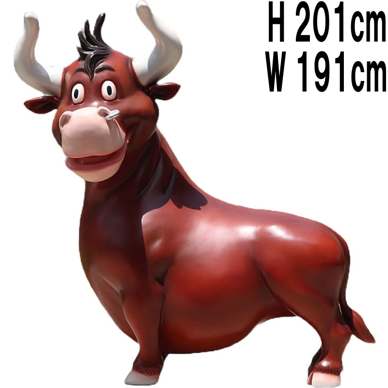 愉快なモヒカンの牛  Comic Bull   FRPアートオブジェ 【商品番号：m-fr240109】