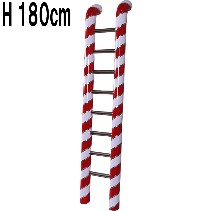 キャンディハシゴ / Candy Cane Ladder 6ft.  FRPアートオブジェ 【商品番号：m-fr240134】