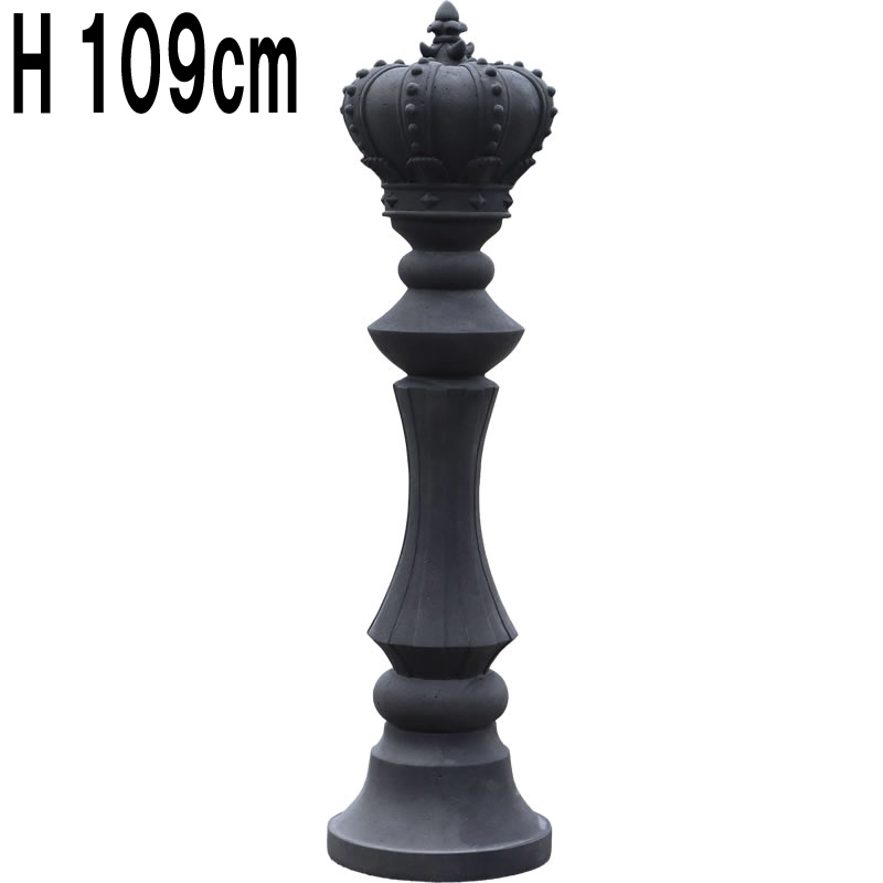 ストーン仕上げチェス王様キング-ブラック / Chess Piece - King (small)  FRPアートオブジェ 【商品番号：m-fr240139bk】