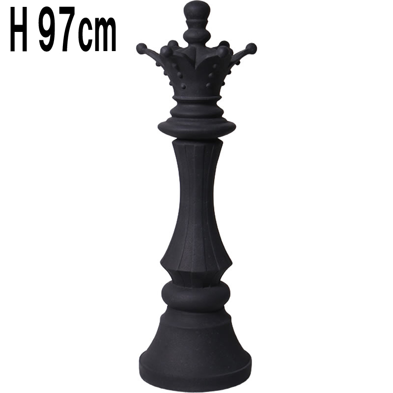 ストーン仕上げチェス女王様クィーン-ブラック / Chess Piece - Queen (small)  FRPアートオブジェ 【商品番号：m-fr240140bk】