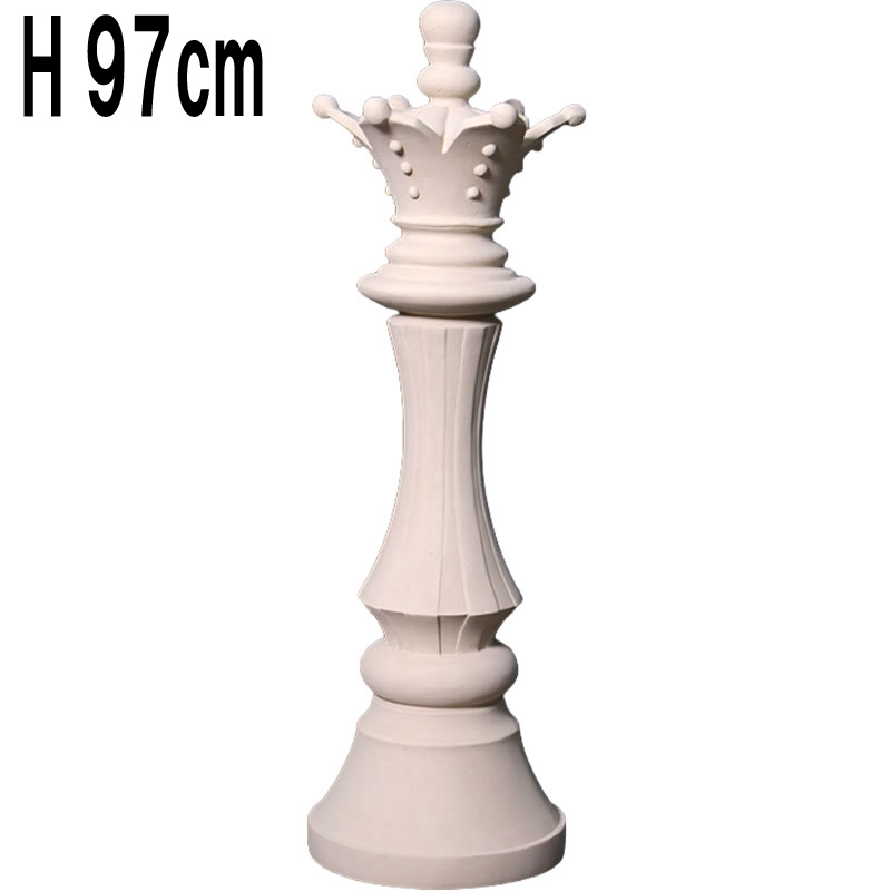 ストーン仕上げチェス女王様クィーン-ホワイト / Chess Piece - Queen (small)  FRPアートオブジェ 【商品番号：m-fr240140wh】