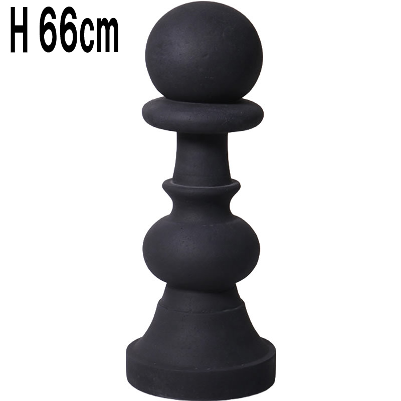 ストーン仕上げチェス兵士ポーン-ブラック / Chess Piece - Pawn (small)  FRPアートオブジェ 【商品番号：m-fr240141bk】