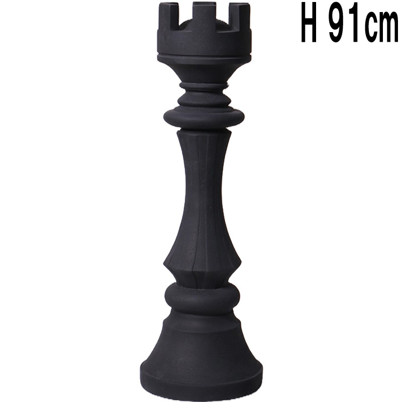 ストーン仕上げチェス砦ルーク-ブラック / Chess Piece - Rook (small)  FRPアートオブジェ 【商品番号：m-fr240144bk】