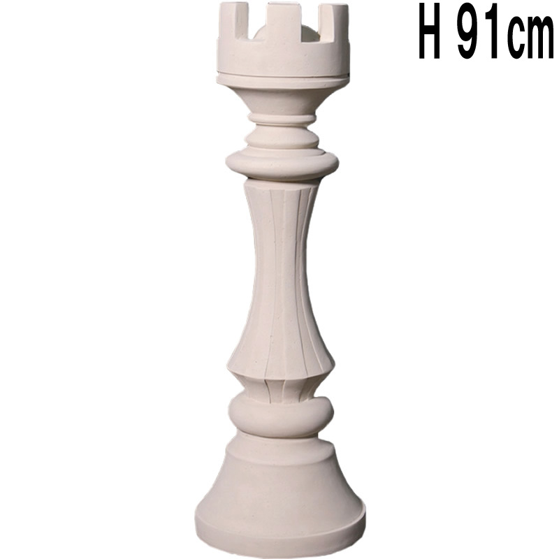 ストーン仕上げチェス砦ルーク-ホワイト / Chess Piece - Rook (small)  FRPアートオブジェ 【商品番号：m-fr240144wh】