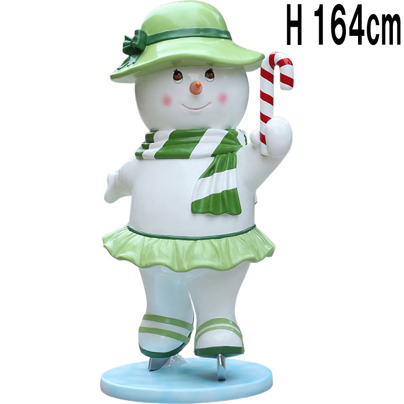 スケートする雪だるまママ Skating Snowman Family - Mother - FRPアートオブジェ 【商品番号：m-fr240239】