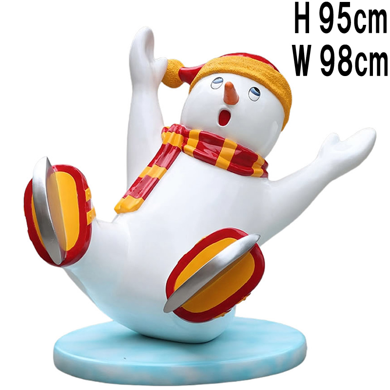 スケートする雪だるまボーイ Skating Snowman Family - Boy - FRPアートオブジェ 【商品番号：m-fr240240】