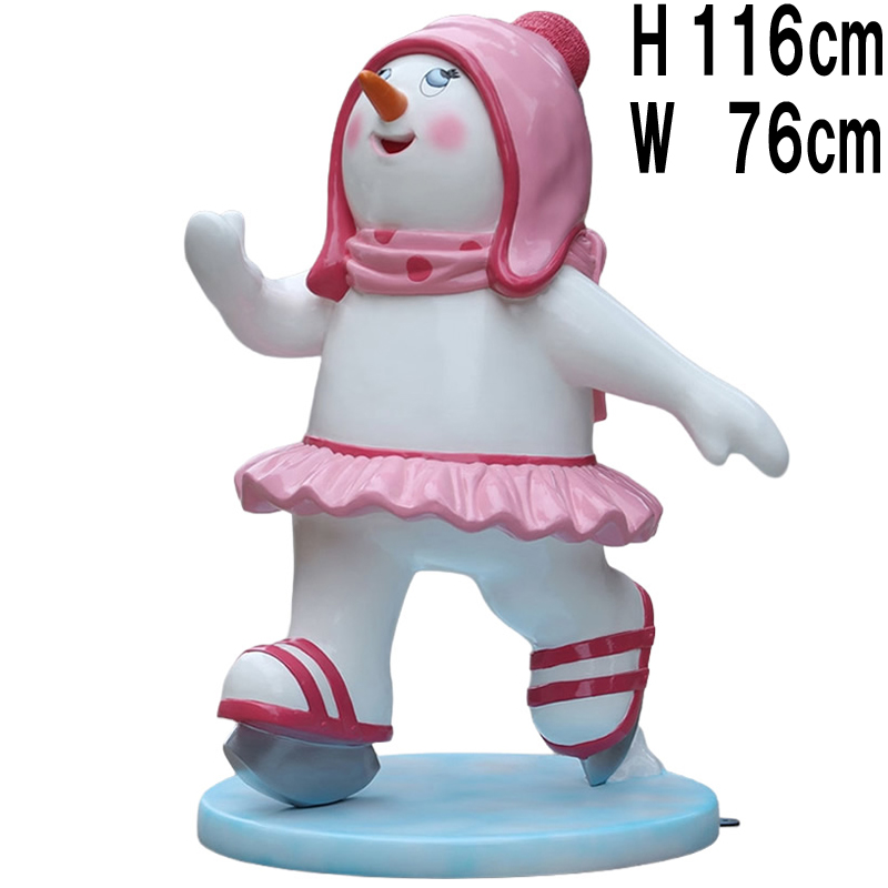 スケートする雪だるまガール Skating Snowman Family - Girl - FRPアートオブジェ 【商品番号：m-fr240241】