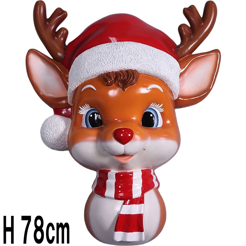 かわいい小鹿の壁掛け / Cute Reindeer Wall Decor  FRPアートオブジェ 【商品番号：m-fr250011】