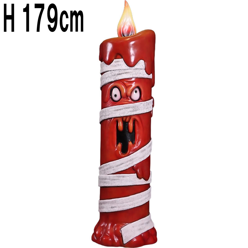 ミイラ仮装をしたキャンドルのオバケ / Mummy Candle 6ft  FRPアートオブジェ 【商品番号：m-fr250019】