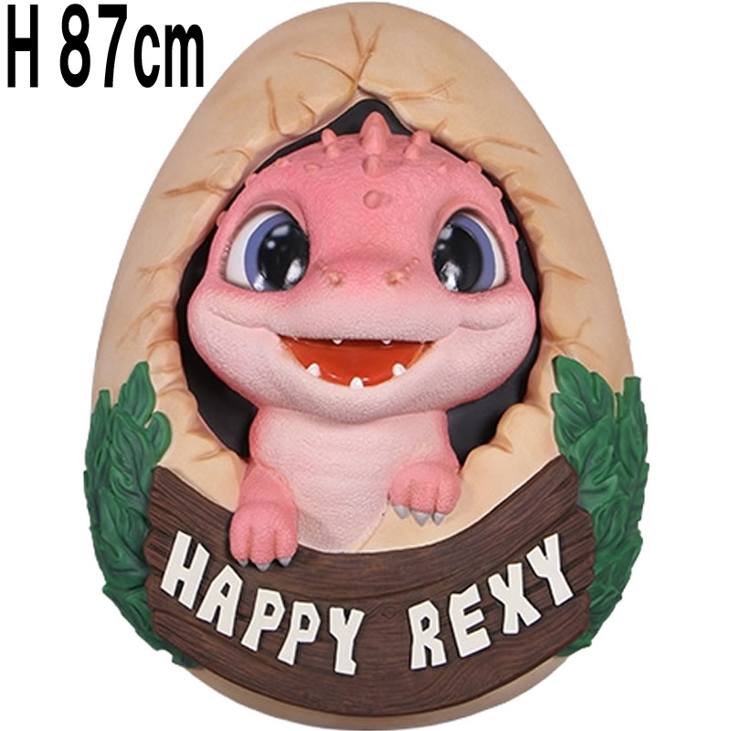 かわいい恐竜壁掛け女の子 / Happy Rexy - Wall Decor  FRPアートオブジェ 【商品番号：m-fr250073】