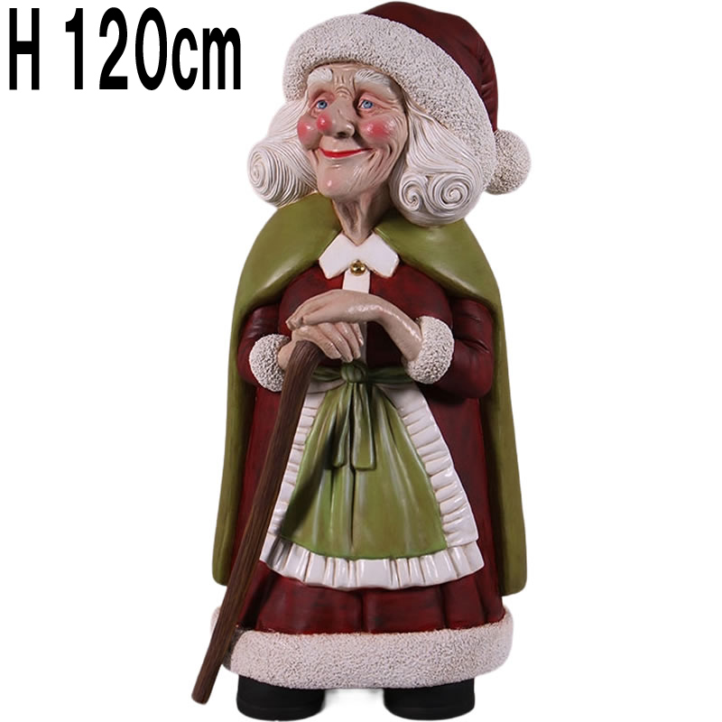 ビンテージサンタクロースミセス / Vintage Mrs. Santa 4ft w / Cane  FRPアートオブジェ 【商品番号：m-fr250112】