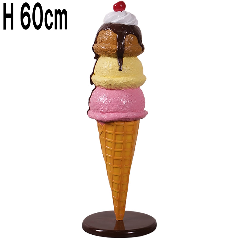 アイスクリーム・チョコバニラストロベリー / Ice Cream 2ft - Gelato MoccaLangkaPink  FRPアートオブジェ 【商品番号：m-fr250118】