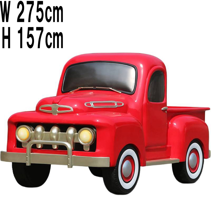 ビンテージ赤いピックアップトラック / Vintage Pickup  FRPアートオブジェ 【商品番号：m-fr260084】