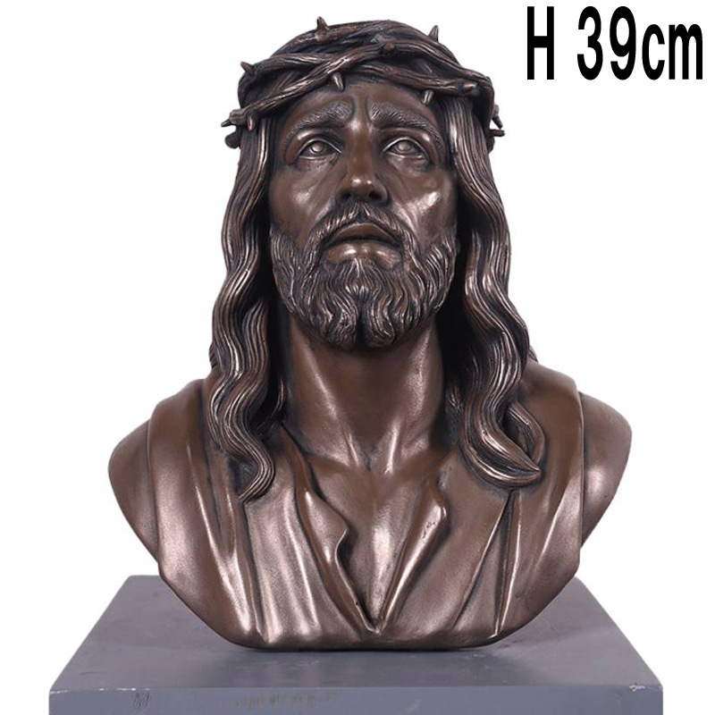 キリスト胸像ブロンズ仕上げ / Jesus Bust  FRPアートオブジェ 【商品番号：m-fr260099BR】