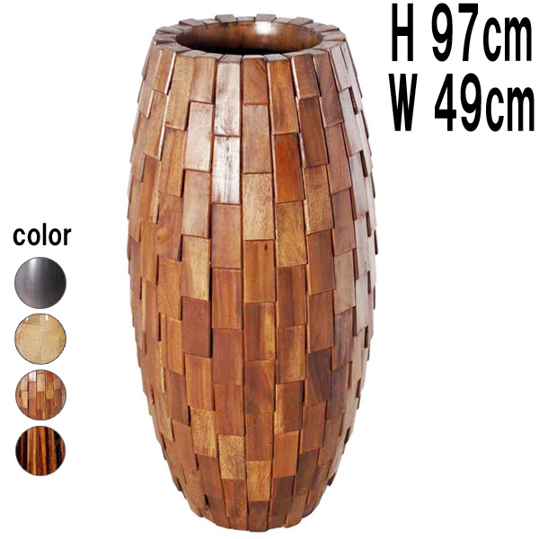 鼓型プランター（木重柄） / Elonga Planter 47x95cm FRPアートオブジェ 【商品番号：m-fr2WO95】