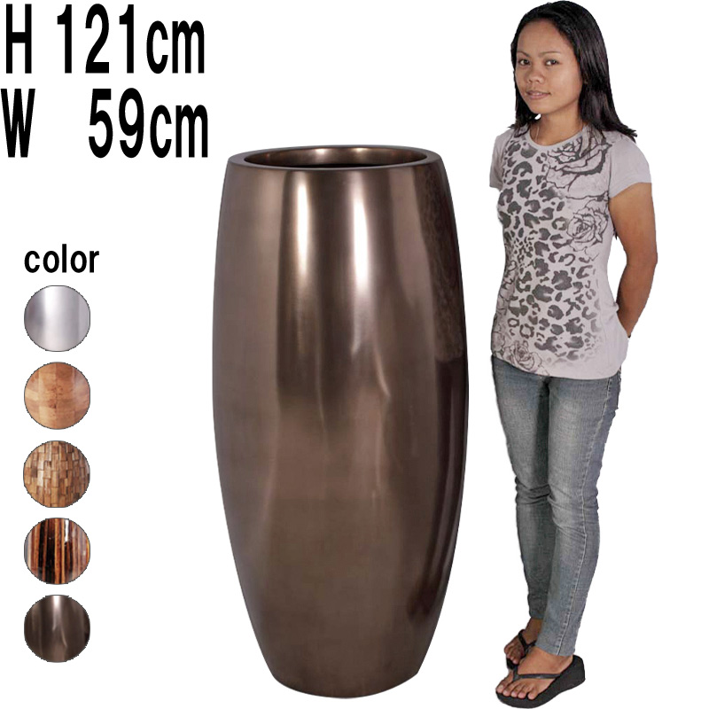 鼓型プランター（ブロンズ） / Elonga Planter 47x120cm FRPアートオブジェ 【商品番号：m-fr3BR120】