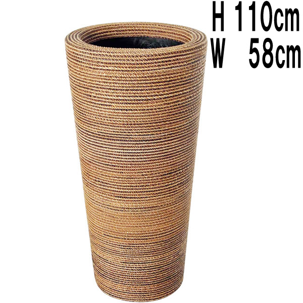 タンブラー型プランター（縄編柄） / Round Planter 58x110cm FRPアートオブジェ 【商品番号：m-fr8WE110】