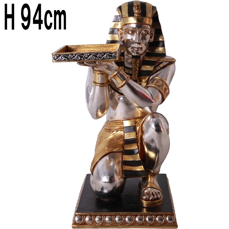 跪くツタンカーメン像 / KNEELING TUTANKHAMUN W/ TRAY  FRPアートオブジェ 【商品番号：m-frhfktt】