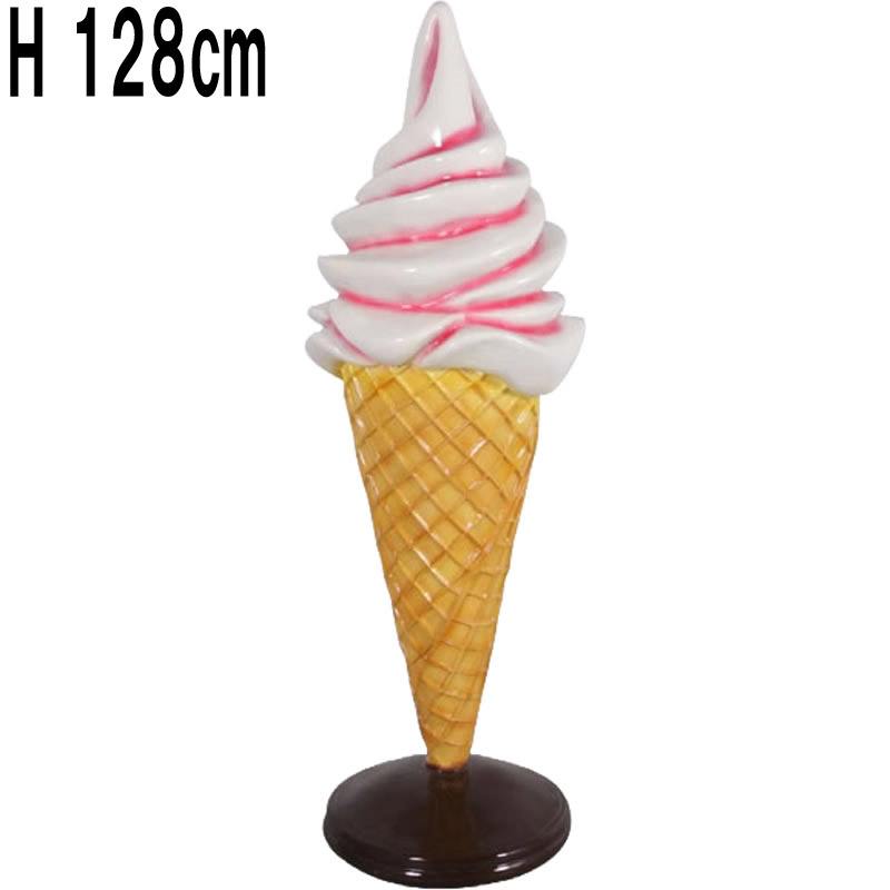 ソフトクリームストロベリー / Ice Cream w/out Chocolate Stick on Base - Strawberry  FRPアートオブジェ 【商品番号：m-frJR0053SB】
