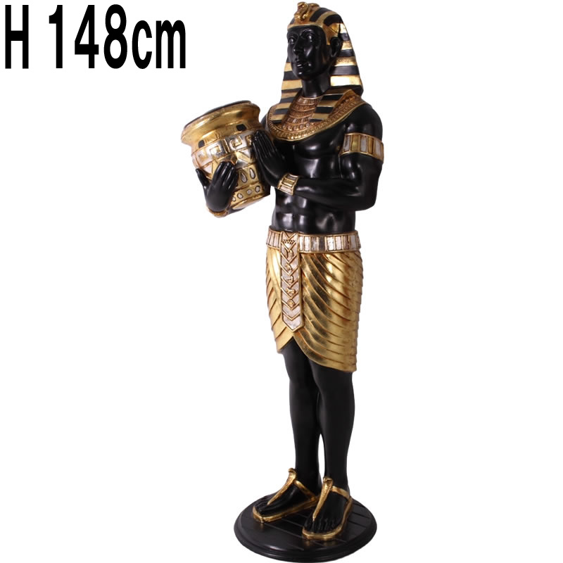 壺を持つエジプト風 男性像 148cm / EGYPTIAN WINE HOLDER 5FT.   FRPアートオブジェ 【商品番号：m-frwrew5】