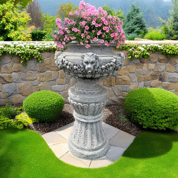 石像風 ライオンのガーデンオブジェ H63cm 【展示品特別セール】