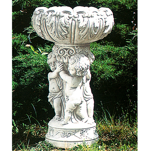 イタリア製石像（ガーデン オーナメント）　子供のフラワーポット（大）　【※商品番号：m-pu0136】