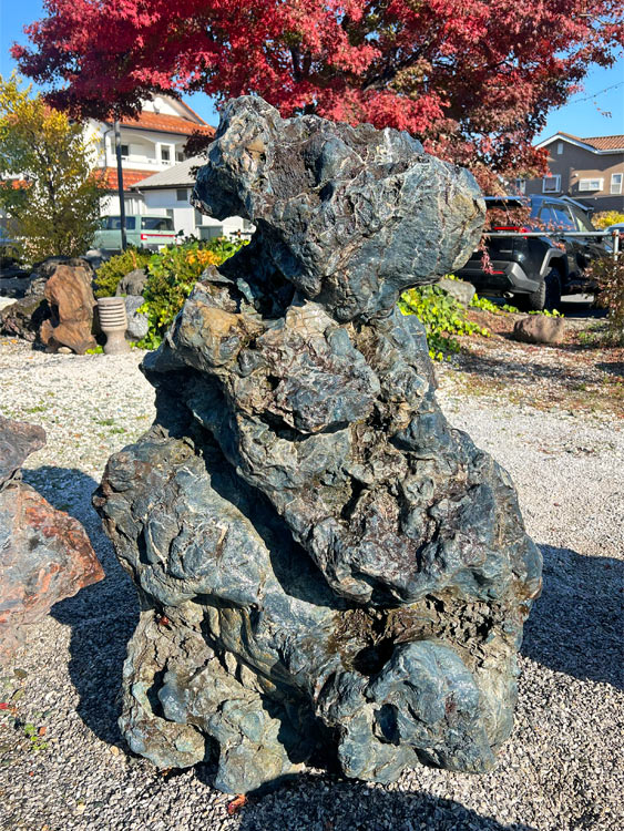 幸太郎石 景石 庭石 北海道産 自然石 高さ130cm 大型 姿石 ジャカ模様 銘石 飾り石 主石 ガーデンアート増樹