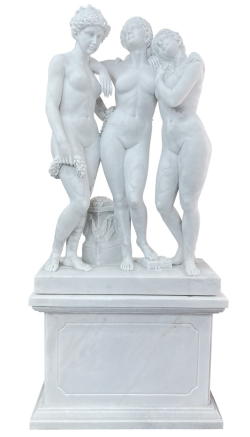 天然大理石彫刻 三美神 ペア 台座付き