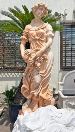 大理石　ヴィーナス　彫刻　本物 天然大理石彫刻 葡萄を抱えるヴィーナス（夏） 【商品番号：m