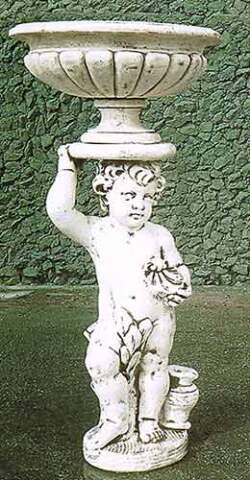 イタリア製子供像（ガーデン オーナメント） 花鉢と少年（貝殻