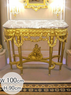 天然石コンソールテーブルNo.0005 アンティークゴールド仕上げ