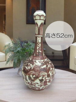 景徳鎮 釉裏紅鳳凰文瓶 【商品番号m-ke2019】