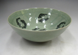 高麗青磁 象嵌魚文鉢 茶碗 李朝 陶磁器 韓国 朝鮮 茶道具 