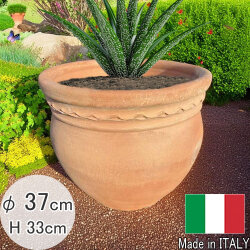 イタリア製 テラコッタプランター 飾り縁付ポット 高さ33cm 現品