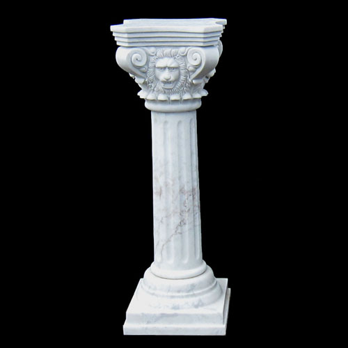 コラム ポール（台座・飾り台）天然大理石彫刻 ライオンコラム