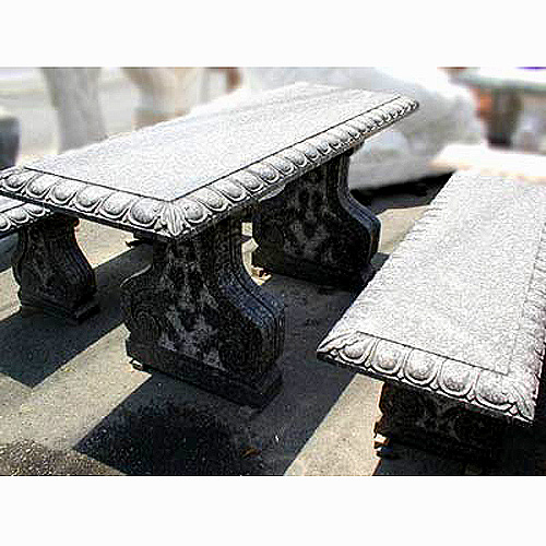 天然御影石彫刻　テーブル・ベンチセット 　【※商品番号：m-0012】